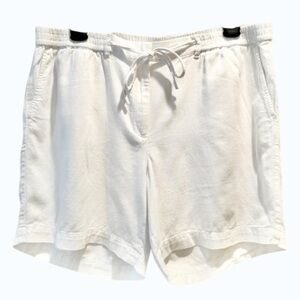 ☀️ Talbots Women’s 16W | Linen Blend Easy Drawstring Shorts | Chalk White